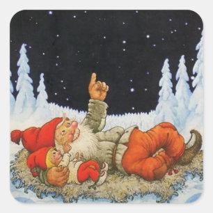 Adesivo Quadrado “Sob as Estrelas” Gnomos por Jenny Nystrom