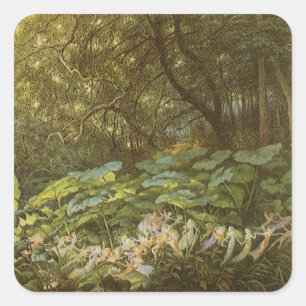 Adesivo Quadrado Sob as Folhas da Docagem por Richard Doyle, Arte d