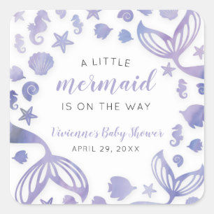 Adesivo Quadrado Sob o Chá de fraldas de sereia