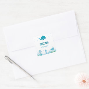 Adesivo Quadrado Sob o mar, os animais do oceano