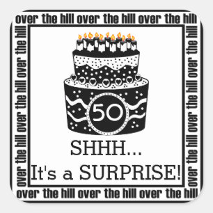 Adesivo Quadrado Sobre A Festa de aniversário Da Surpresa Em Hill