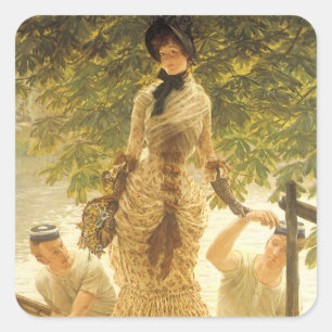 Adesivo Quadrado Sobre as Tâmisas de James Tissot, Realismo Vintage