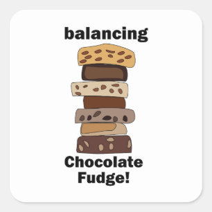 Adesivo Quadrado Sobremesa de Chocolate Fudge Equilibrando Divertid