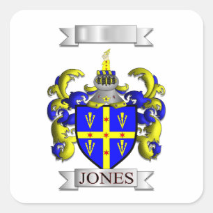Adesivo Quadrado Sobrenome Jones Família E Escudo
