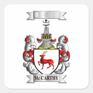 Adesivo Quadrado Sobrenome McCarthy e Escudo
