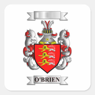 Adesivo Quadrado Sobrenome O'Brien e Escudo