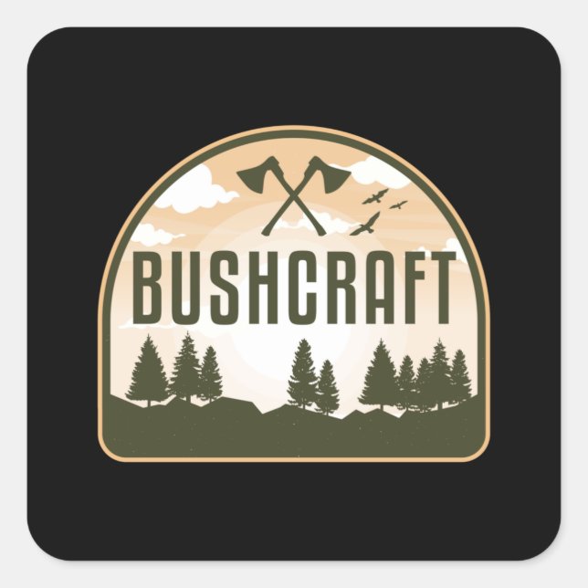 Adesivo Quadrado Sobrevivência de Bushcraft Apocalypse no Exterior (Frente)