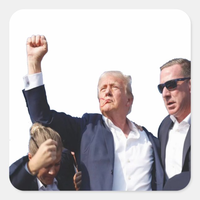 Adesivo Quadrado Sobrevivente Trump! Devolva a América 2024 (Frente)