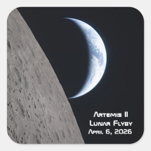 Adesivo Quadrado Sobrevoo Lunar Artemis II