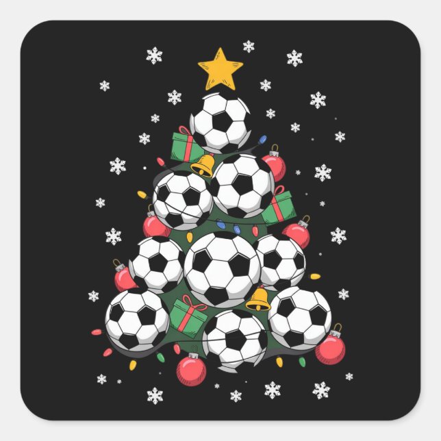 Adesivo Quadrado Soccer Christmas Tree Xmas Player Sports Lover (Frente)