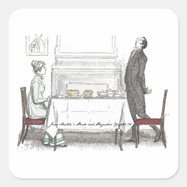 Adesivo Quadrado Sociedade Superior, Orgulho e Preconceito de Jane  (Frente)