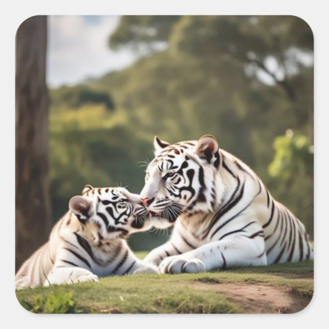 Adesivo Quadrado Soft Bond – White Tigers Sticker (Frente)