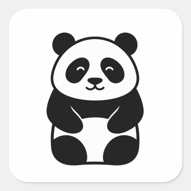 Adesivo Quadrado Soft Minimal Panda Illustration (Frente)