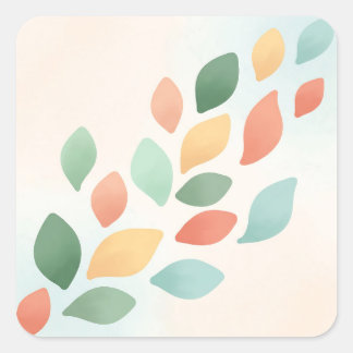 Adesivo Quadrado Soft Pastel Abstract Falling Leaves