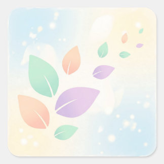Adesivo Quadrado Soft Pastel Abstract Floating Leaves
