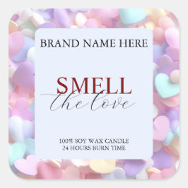 Adesivo Quadrado Soft Pastel Love Candle Label for Valentine’s Gift