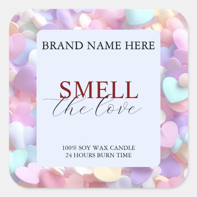 Adesivo Quadrado Soft Pastel Love Candle Label for Valentine’s Gift (Frente)
