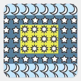 Adesivo Quadrado Sol, Lua e Estrelas