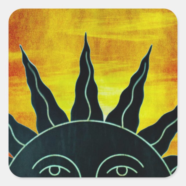 Adesivo Quadrado Sol sorridente (Frente)