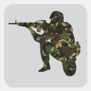 Adesivo Quadrado Soldado Camuflado