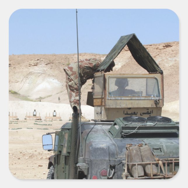 Adesivo Quadrado Soldado instrui soldado iraquiano (Frente)