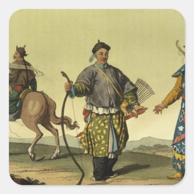 Adesivo Quadrado Soldados mongoleses de oito pavilhões da milita de (Frente)