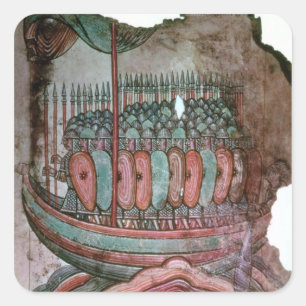 Adesivo Quadrado Soldados normandos que cruzam o canal inglês