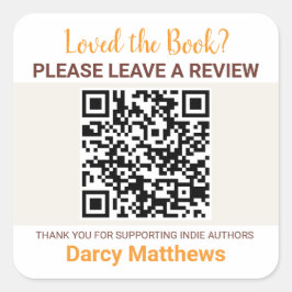 Adesivo Quadrado Solicitação de Avaliação de Livro QR Code Autores
