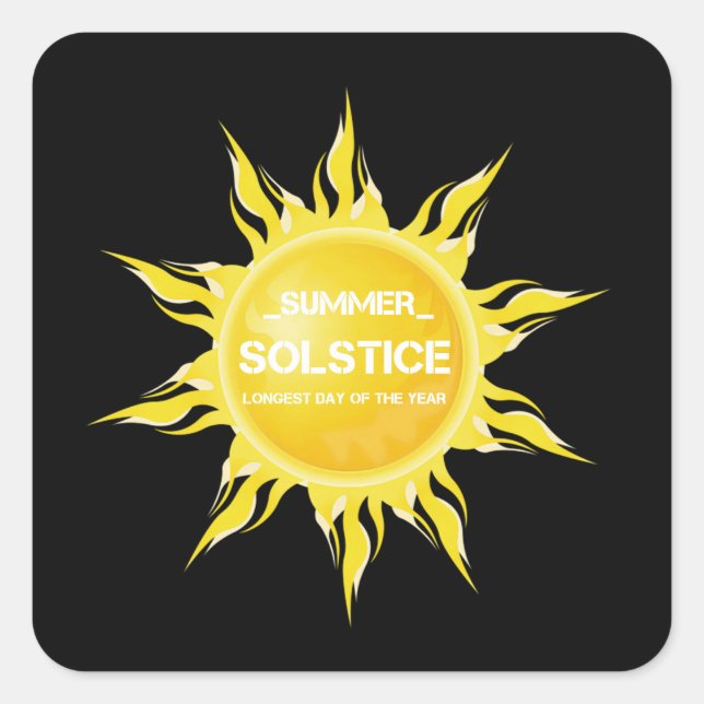 Adesivo Quadrado Solstício do verão negro o dia mais longo do ano (Frente)