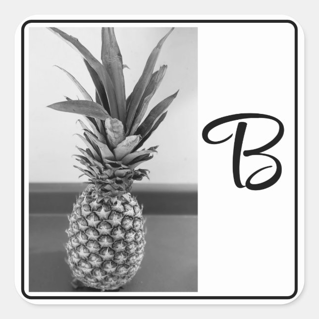 Adesivo Quadrado Solteiro de Foto Simples do Pineapple, Impressão i (Frente)