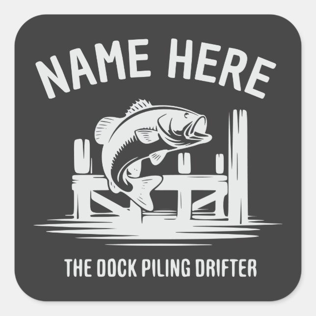 Adesivo Quadrado Sombra de Dock com Nome Personalizado de Robalo (Frente)
