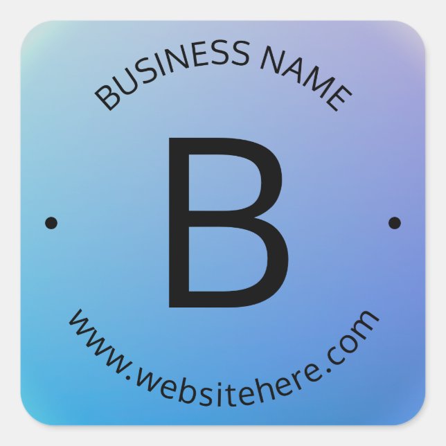 Adesivo Quadrado Sombreado Azul e Roxo com Texto Editável (Frente)