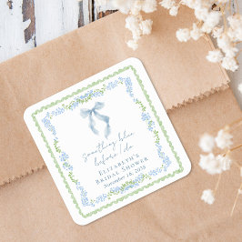 Adesivo Quadrado Something Blue Bow Bridal Shower