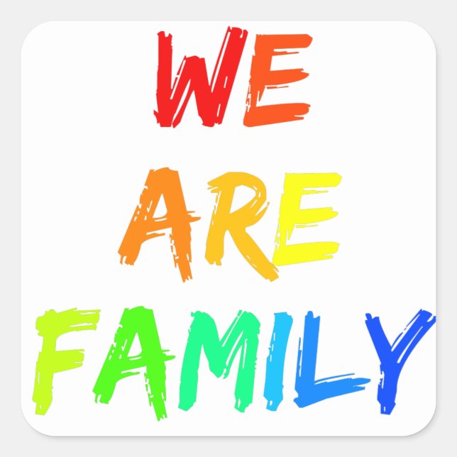 Adesivo Quadrado Somos a família Rainbow Sunshine Adotion Design (Frente)