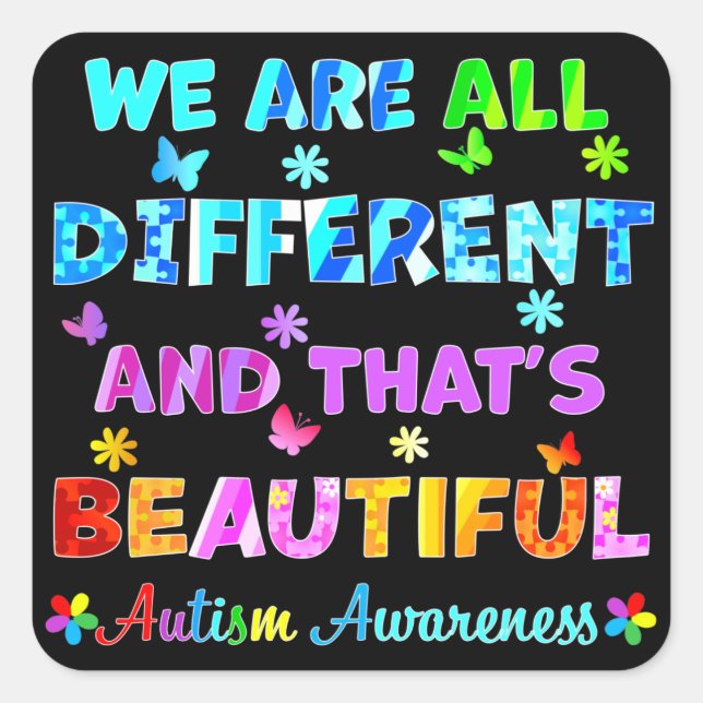 Adesivo Quadrado Somos Todos Diferentes (Frente)