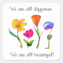 Adesivo Quadrado Somos Todos Flores De Diversidade Diferentes E Bon
