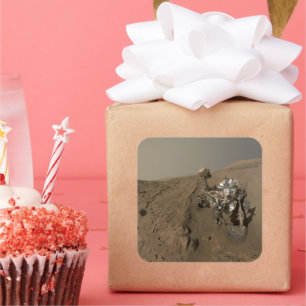 Adesivo Quadrado Sondagem Curiosity em Marte Paisagem Marciana Verm