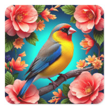 Songbird Perfeitado Entre Flores Brilhantes