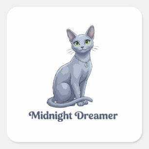 Adesivo Quadrado Sonhador da Meia-Noite Gato Celestial
