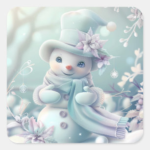 Adesivo Quadrado Sonhador de Natal Snowman Sticker