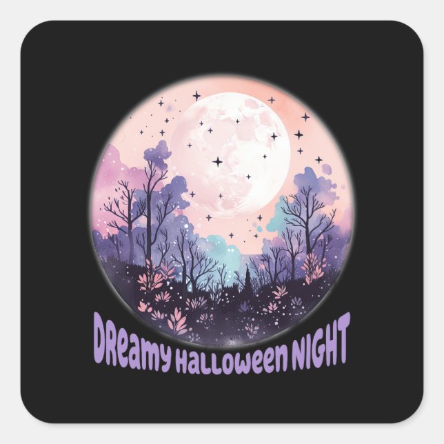 Adesivo Quadrado Sonhadora Noite de Halloween (Frente)