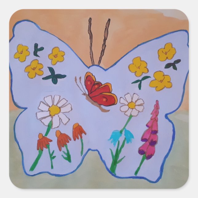 Adesivo Quadrado Sonho de borboleta (Frente)
