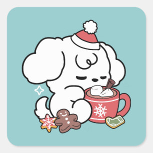 Adesivo Quadrado Sonhos De Bolachas Cozy - Chocolate Quente e Natal