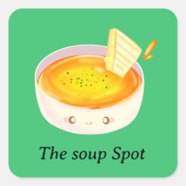 Adesivo Quadrado Sopa De Tomate E Sanduíche De Queijo Grelhado