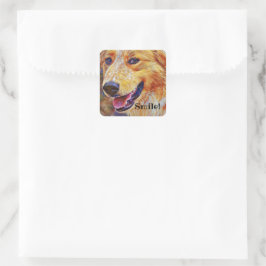 Adesivo Quadrado Sorria Doce Cachorro