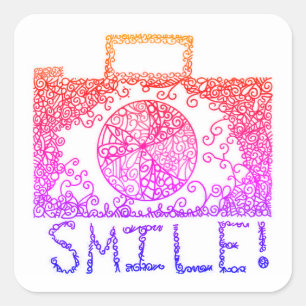 Adesivo Quadrado "Sorria!" Vinhetas na Praça da Câmera Sunrise