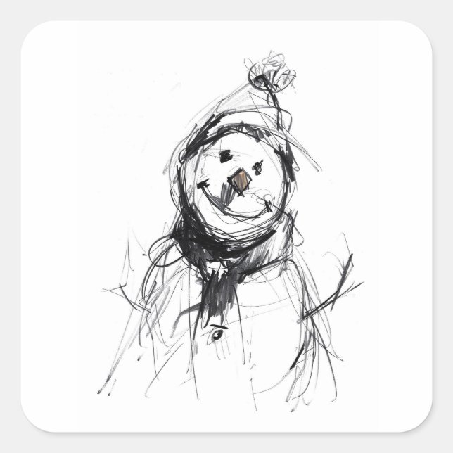 Adesivo Quadrado Sorrindo Feliz Snowman (Frente)