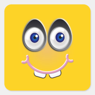 Adesivo Quadrado sorriso de dente - amarelo