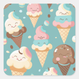 Adesivo Quadrado Sorvete colorido
