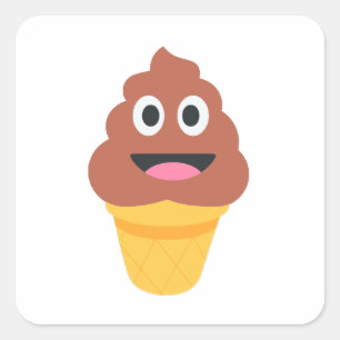 Adesivo Quadrado sorvete cone poo emoji